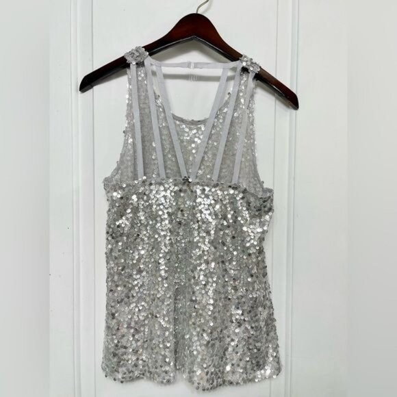Free People Intimately Silver Sequin Strappy Tank Top Size XS - Picture 2 of 12